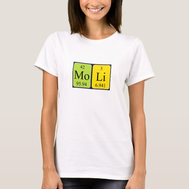 Camiseta de nombre de tabla periódica de Moli (Anverso)