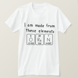 Camiseta de nombre de tabla periódica de Oran