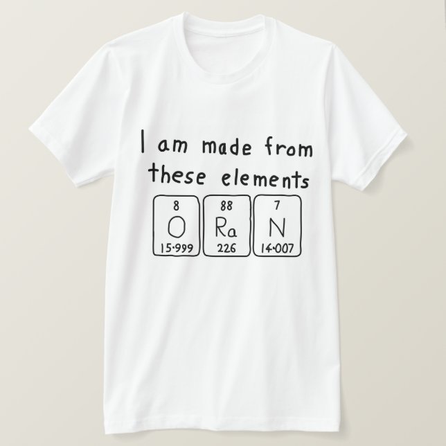 Camiseta de nombre de tabla periódica de Oran (Anverso del diseño)