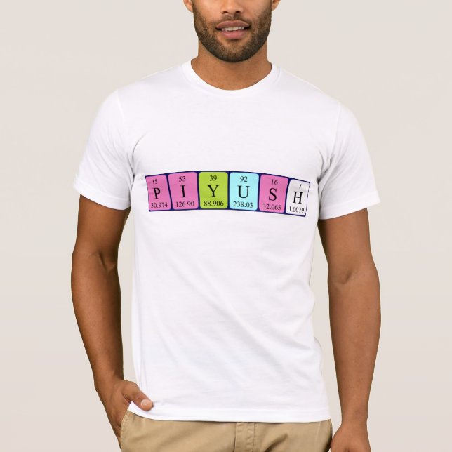 Camiseta de nombre de tabla periódica de piyush (Anverso)