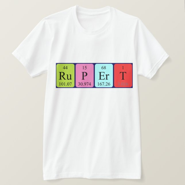 Camiseta de nombre de tabla periódica de rupert (Anverso del diseño)