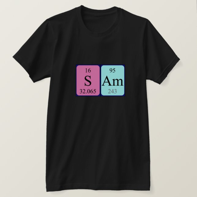Camiseta de nombre de tabla periódica de Sam (Anverso del diseño)