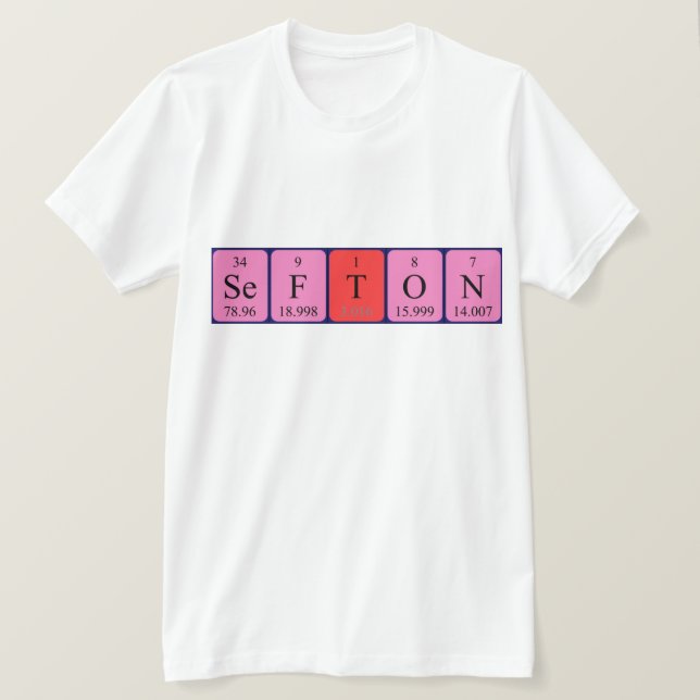 Camiseta de nombre de tabla periódica de Sefton (Anverso del diseño)