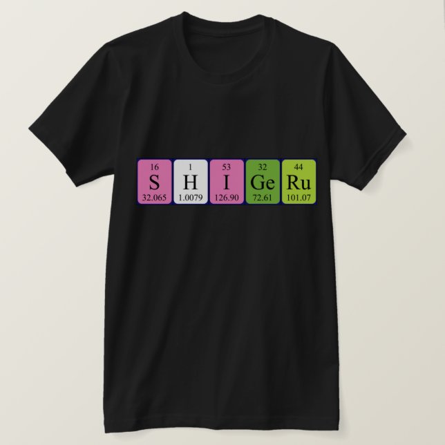 Camiseta de nombre de tabla periódica de Shigeru (Anverso del diseño)