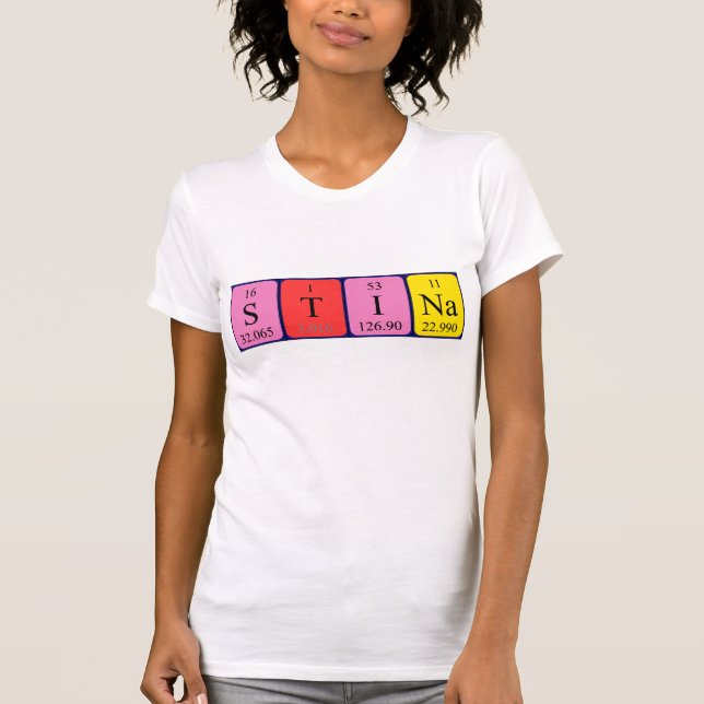 Camiseta de nombre de tabla periódica de Stina (Anverso)