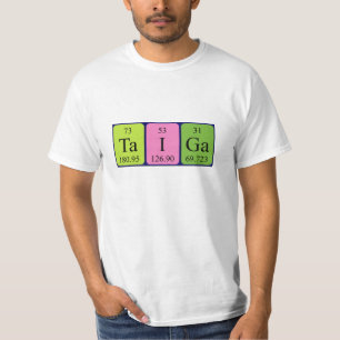 Camiseta de nombre de tabla periódica de Taiga