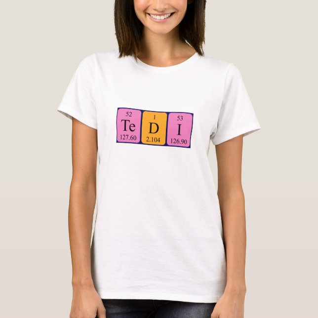 Camiseta de nombre de tabla periódica de Tedi (Anverso)