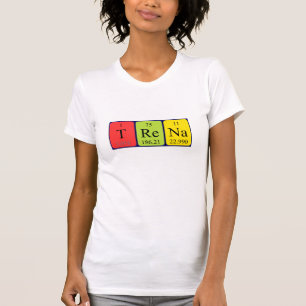 Camiseta de nombre de tabla periódica de tendencia