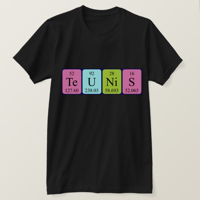 Camiseta de nombre de tabla periódica de Teunis (Anverso del diseño)