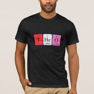 Camiseta de nombre de tabla periódica de Theo