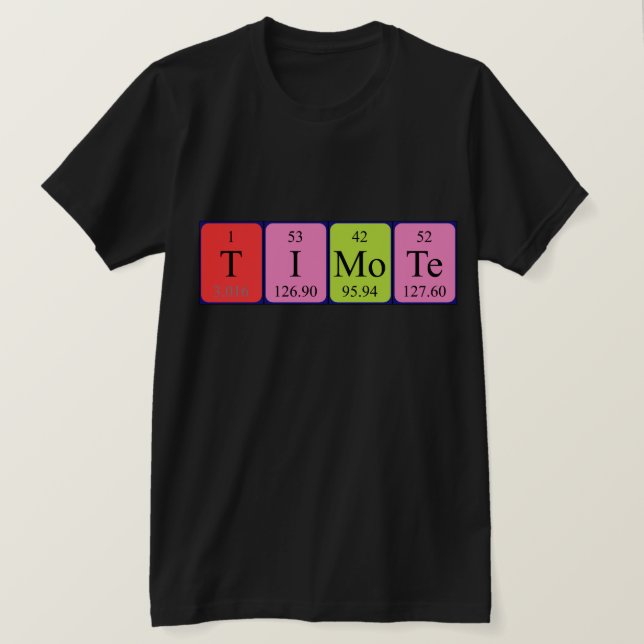 Camiseta de nombre de tabla periódica de tiempo (Anverso del diseño)