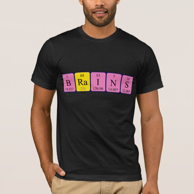 Camiseta de nombre de tabla periódica del cerebro (Anverso)