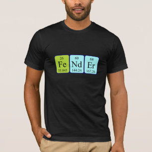 Camiseta de nombre de tabla periódica del guardaba