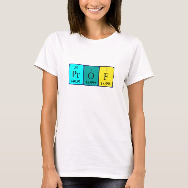 Camiseta de nombre de tabla periódica del Prof (Anverso)