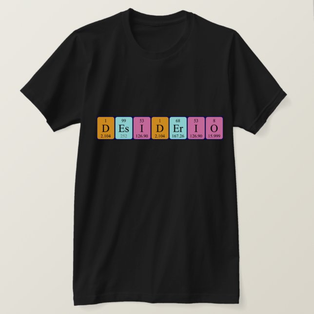 Camiseta de nombre de tabla periódica Desiderio (Anverso del diseño)