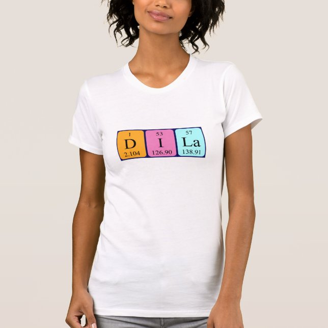 Camiseta de nombre de tabla periódica Dila (Anverso)