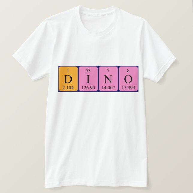 Camiseta de nombre de tabla periódica Dino (Anverso del diseño)