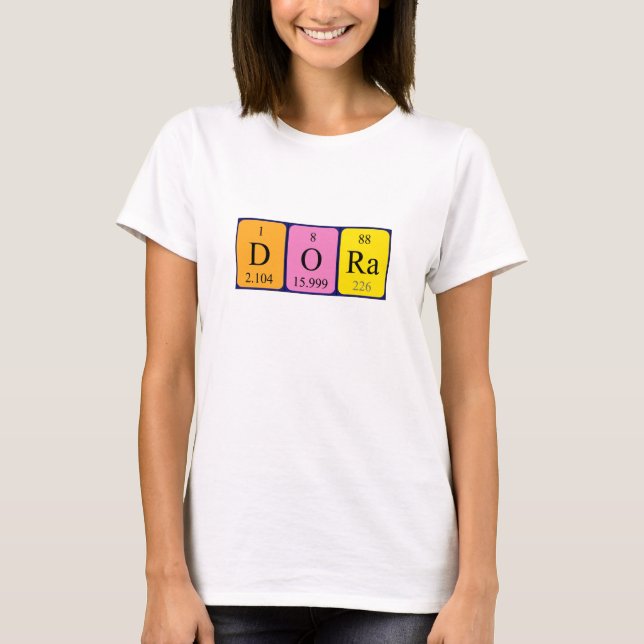 Camiseta de nombre de tabla periódica Dora (Anverso)