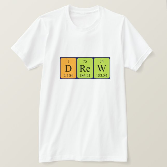 Camiseta de nombre de tabla periódica Drew (Anverso del diseño)