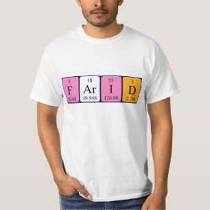 Camiseta de nombre de tabla periódica Farid