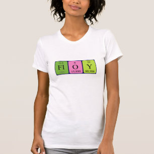 Camiseta de nombre de tabla periódica flotante
