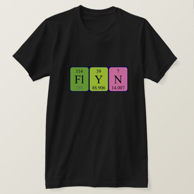 Camiseta de nombre de tabla periódica Flyn (Anverso del diseño)