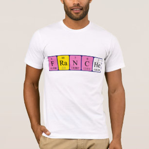 Camiseta de nombre de tabla periódica Franche
