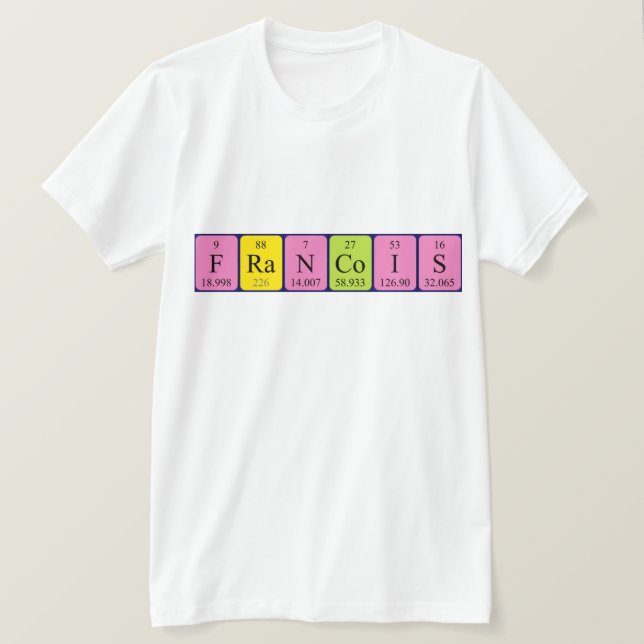 Camiseta de nombre de tabla periódica Francois (Anverso del diseño)