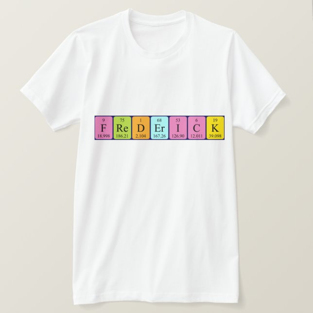 Camiseta de nombre de tabla periódica Frederick (Anverso del diseño)