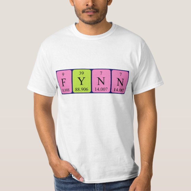 Camiseta de nombre de tabla periódica Fynn (Anverso)