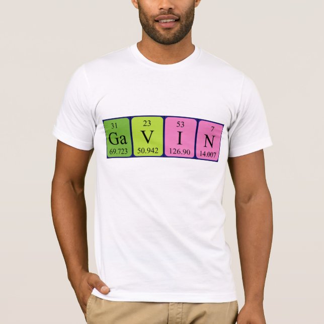 Camiseta de nombre de tabla periódica Gavin (Anverso)