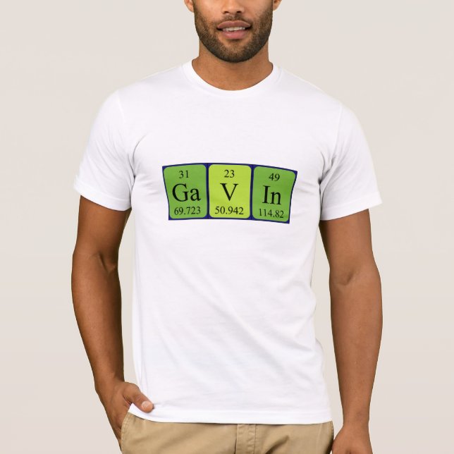 Camiseta de nombre de tabla periódica Gavin (Anverso)