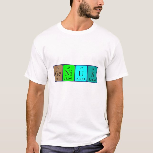 Camiseta de nombre de tabla periódica Genius (Anverso)