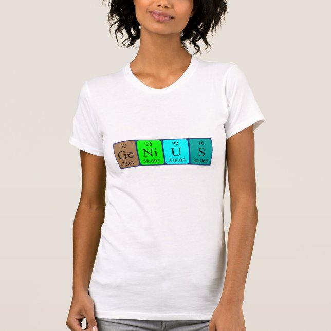 Camiseta de nombre de tabla periódica Genius (Anverso)