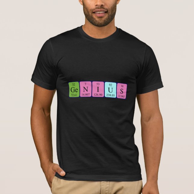 Camiseta de nombre de tabla periódica Genius (Anverso)