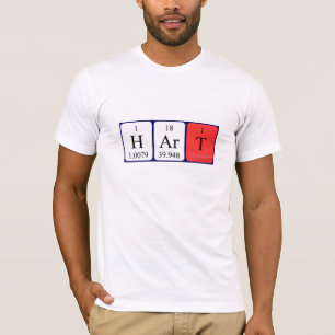 Camiseta de nombre de tabla periódica Hart