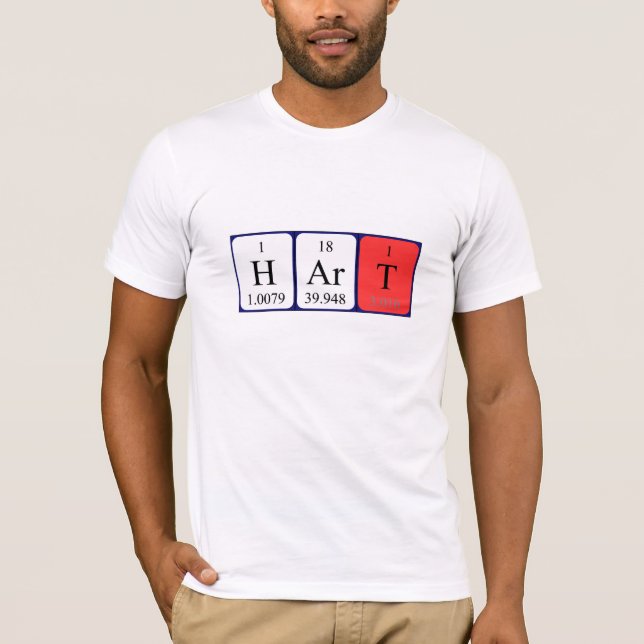 Camiseta de nombre de tabla periódica Hart (Anverso)