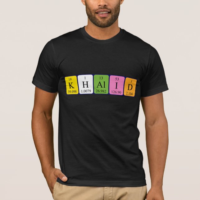 Camiseta de nombre de tabla periódica Khalid (Anverso)