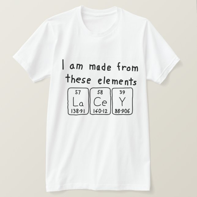 Camiseta de nombre de tabla periódica Lacey (Anverso del diseño)