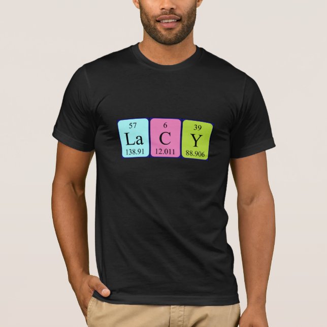 Camiseta de nombre de tabla periódica Lacy (Anverso)