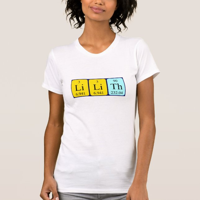 Camiseta de nombre de tabla periódica Lilith (Anverso)