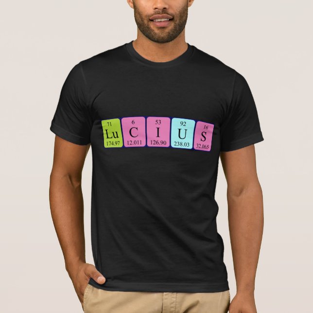 Camiseta de nombre de tabla periódica Lucius (Anverso)