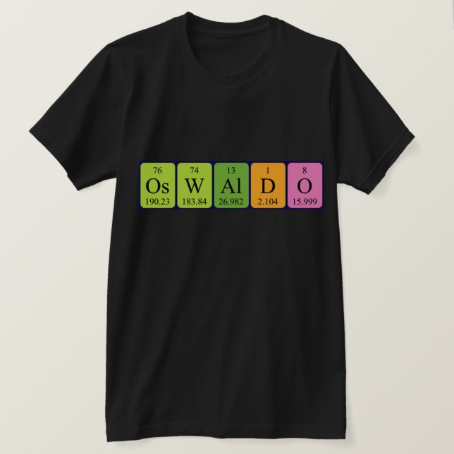 Camiseta de nombre de tabla periódica Oswaldo (Anverso del diseño)
