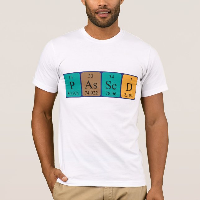 Camiseta de nombre de tabla periódica pasada (Anverso)
