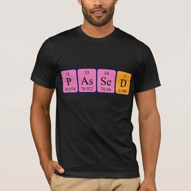 Camiseta de nombre de tabla periódica pasada (Anverso)