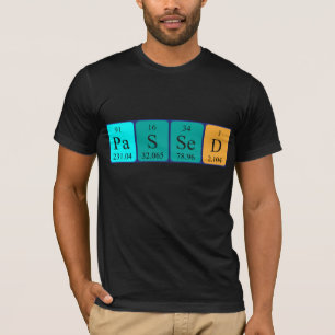 Camiseta de nombre de tabla periódica pasada