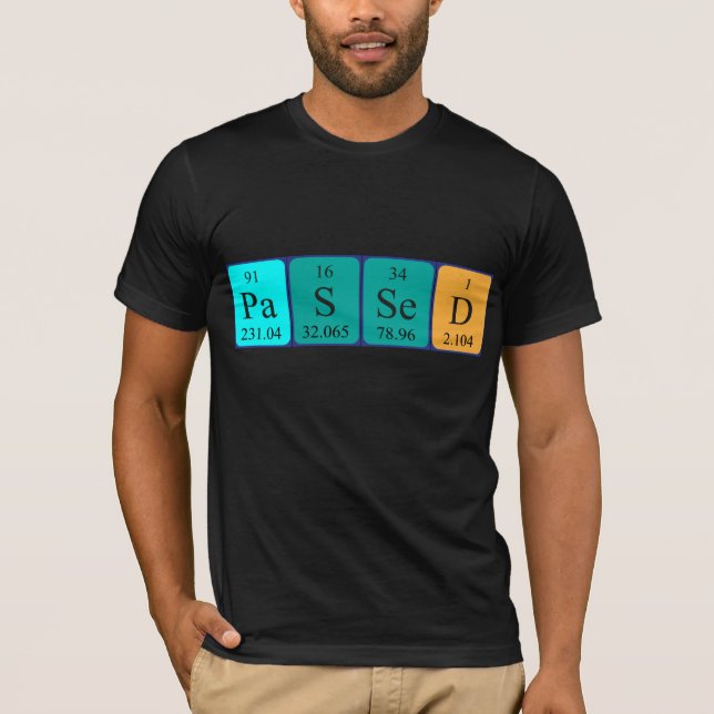 Camiseta de nombre de tabla periódica pasada (Anverso)
