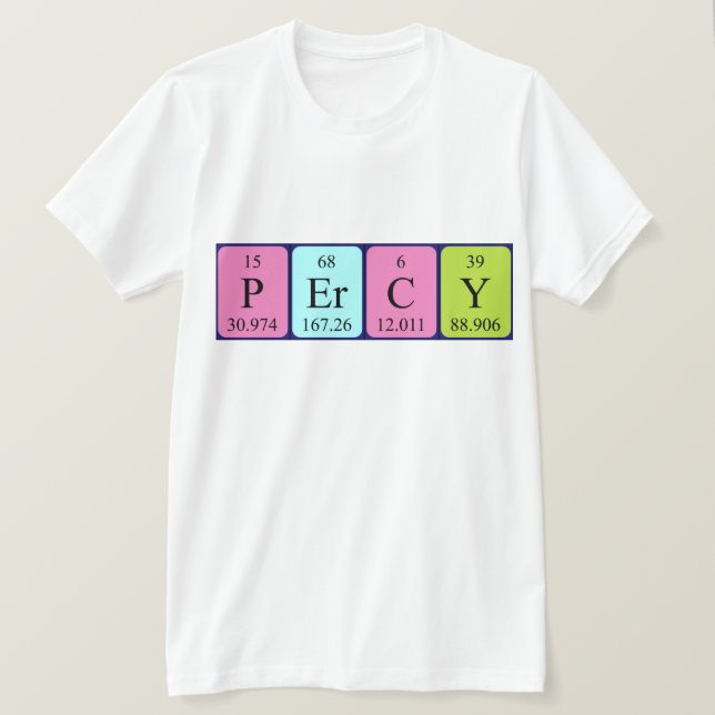Camiseta de nombre de tabla periódica Percy (Anverso del diseño)