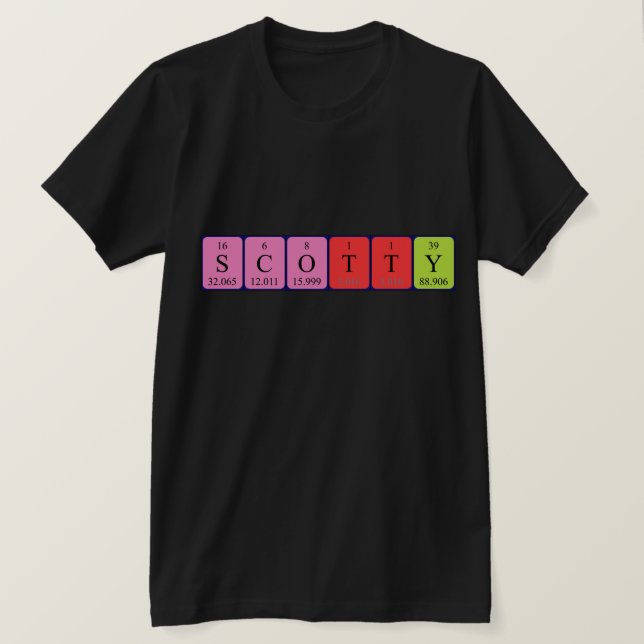 Camiseta de nombre de tabla periódica Scotty (Anverso del diseño)