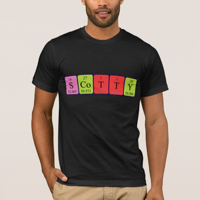 Camiseta de nombre de tabla periódica Scotty (Anverso)